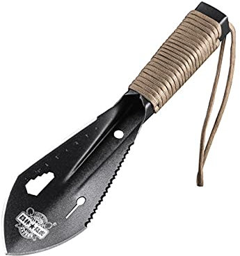 Multi Tool Survival Shovel Camping Spade Metal Scaled Hand Trowel with Paracord Handle for Outdoor Digging