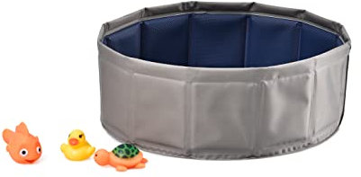 Dehner Lieblinge Katzenpool Water Games, Ø 30 cm, Höhe 10 cm, Kunststoff, grau/blau