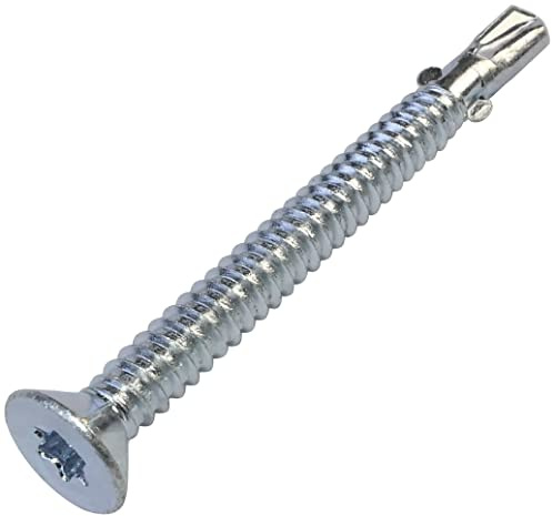 AERZETIX - C57403 - Lot de 20 Vis autoperceuse tête fraisée crantée à ailettes Ø6.3x70 mm - pour bois sur métal - empreinte de la tête T30 - DIN 7504P - en acier - couleur argent