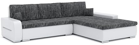 Sofini Ecksofa Toronto 240/200 mit schlaffunktion. Eckcouch mit Bettkästen. Best möbel! Hit Schlafcouch für das Wohnzimmer. L-förmig, Decorative Kissen. (Lawa 17+ Soft 17 Rechts)
