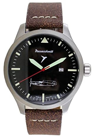 Messerschmitt Aristo Herren Uhr Fliegeruhr ME109-47 Leder Vintage