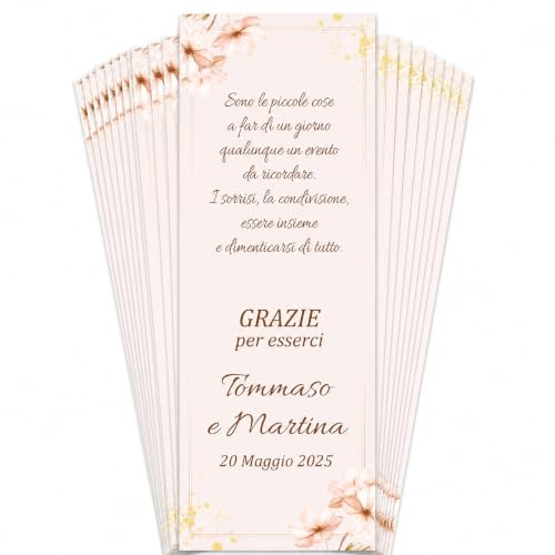 CORMAR SEGNAPOSTO BOMBONIERA BIGLIETTINO MATRIMONIO PERSONALIZZATO CON FRASE A TUA SCELTA KIT 60 PEZZI