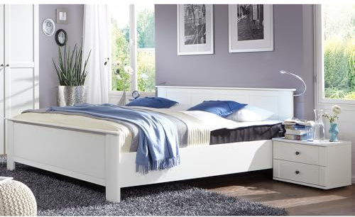 Lomadox Schlafzimmer Set 3-teilig mit Bett 180x200, 2 Nachttische in weiß