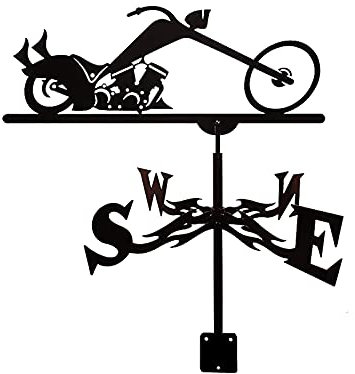 Wetterfahne aus Schmiedeeisen, für Motorrad, Outdoor, Hof, Wetterfahne, Messwerkzeuge, Wetterfahne, Windrichtungsanzeige, Wetterhahn, Edelstahl mit Rostschutzbeschichtung