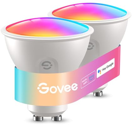 Govee Glühbirne GU10 LED RGBWW, Smarte Glühbirne Funktioniert mit Matter, Alexa, Google Home, 400LM WLAN LED Lampe Dimmbare Farbwechsel, 56 Szenen, Smart Bulb GU10 Synchronisierung mit Musik 2 Packung