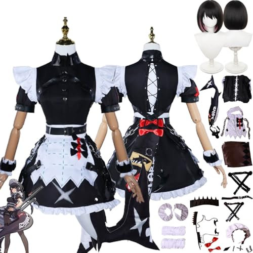 bbganlian Zenless Zone Zero Ellen Joe Cosplay Kostüm Outfit Spiel Charakter Uniform Komplettes Set Halloween Dress Up Anzug mit Perücke Kopfschmuck Schwanz für Frauen Mädchen (L)