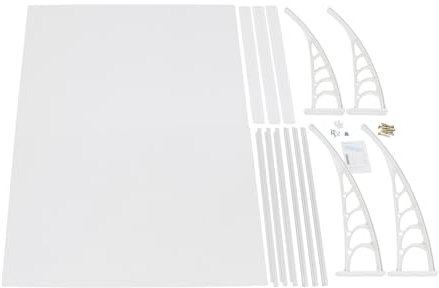 MIIWWOWO Vordach Haustür Überdachung 90 * 300cm Stahl Rostfrei Durchgehend Transparent Pultvordach Markise Regenschutz Rundbogen Markisenregenschutz Überdachung Wetterfest Outdoor Garten (Weiß)