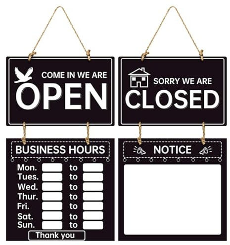 Abierto Cerrado Escaparate Escaparate Horas Horario Abierto y Cerrado Escudo | Conjunto de signos intercambiables para horarios comerciales, pequeñas empresas, tiendas, oficina
