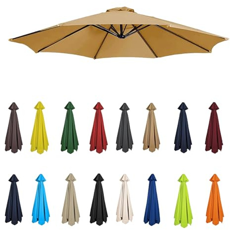 2m-3.5m Parasol Replacement Canopy and Fabric Cover for Garden Umbrella - 6/8 Arms, Outdoor Use