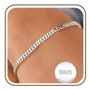 DORANA 925 Silver Figaro Chain Bracelet 3mm/5mm Sterling Silver Bracelet for Women Fade-Proof Ladies Silver Bracelets Mum Gifts for Birthday Mothers Day