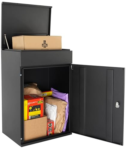 Burg Wachter Outdoor Wall Mounted Large Secure Parcel Delivery Box, Black