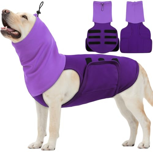 ASENKU Hundrock med lugnande huva och öronskydd, lugnande västar för hundar för att lindra ångest anti-stress väst hund lugnande jacka avslappnande skjorta med reflekterande ränder