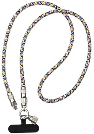 Hitburu Cell Phone Lanyard - Cell Phone Charging Cable,2-in-1 Anti-Theft Cellphone Strap, Portable Charging Cable for Tablet Smartwatch Earphones Laptop