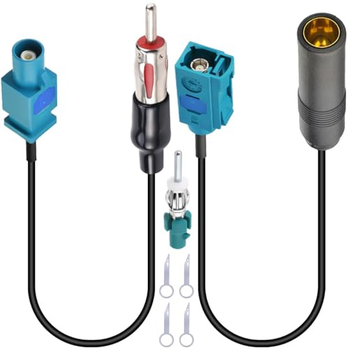 DAOKAI Car Radio Antenna Adapter Fakra Z Male Female to DIN Plug Socket Connector Cable Universal Vehicle FM AM Radio DAB Aerial Cable for HD Head Unit CD Media Player Receiver