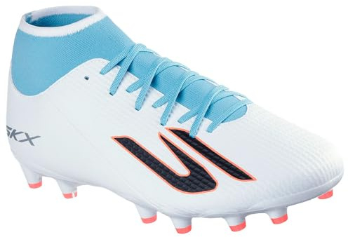 Skechers Skx_2 High Academy AG Men's Football Cleats, Zapatillas de fútbol Hombre, Blanco sintético Turquesa sintético Rosa TR, 42.5 EU