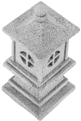 ROMISBABA Mini Pagoda Model Stone Lantern with Removable Top for Zen Garden and Bonsai Micro Landscape Outdoor Feng Shui Home Decoration Statue for Aquarium and Small