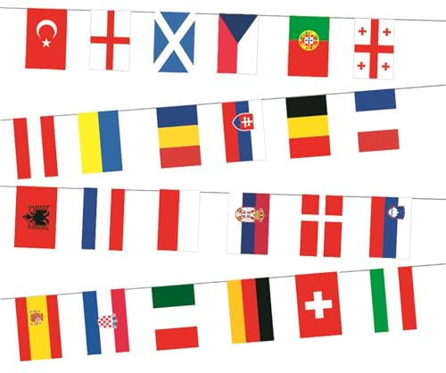 Football 2024 Festive Flags Pennant Chain 24 Countries Team Display For Indoor Outdoor Use Football Bunting