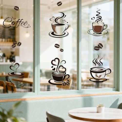 ANATTASOUL Kaffeetasse Fensterbilder for Frühling Sommer | Doppelseitig Blickdichter Badezimmer Fensterbilder Kinderzimmer Wiederverwendbare Fensterbilder Frühling for Winter Herbst
