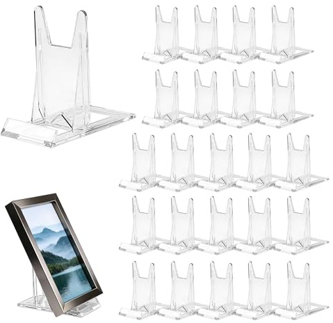 Caldamn 24 Stück Kunststoff Tellerständer Acryl, Verstellbar, Transparent | Dekotellerhalter, für Bücher, Elektronische, Produkte, Fotodisplays