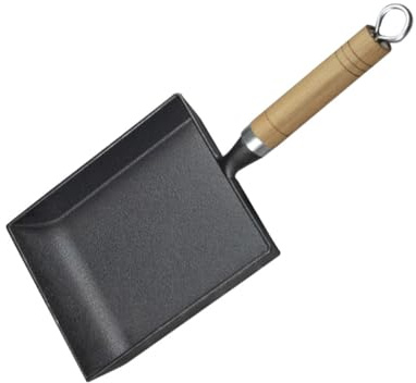UTHCLO Sartén Cuadrada de Hierro Fundido para Cocinar Huevos Tamagoyaki, sin Recubrimiento Antiadherente, Mango de Madera Antideslizante, Adecuado para Cocina Portátil y Uso Doméstico