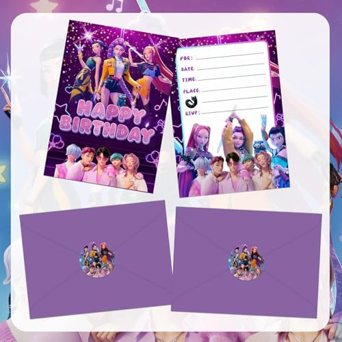 JOOVCC Lot de 36 cartes d'invitation K-Pop (12 cartes + 12 enveloppes + 12 autocollants)