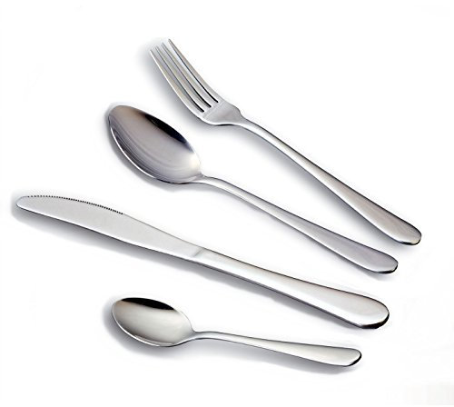 HornTide 16 pièces Couverts Couverts Sets Dîner Couteau Fourchette Cuillère 4-Piece Place Setting de service pour 4 personnes en acier inoxydable poli miroir