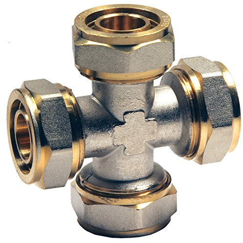 EasyFIX Kreuzfitting Schraubfitting Klemmringverschraubung DVGW für Mehrschichtverbundrohr Kreuzfitting (20 mm)