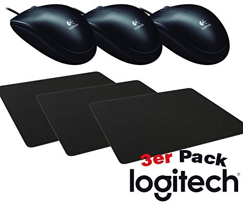 Logitech B100 - Ratón óptico (3 unidades), color negro