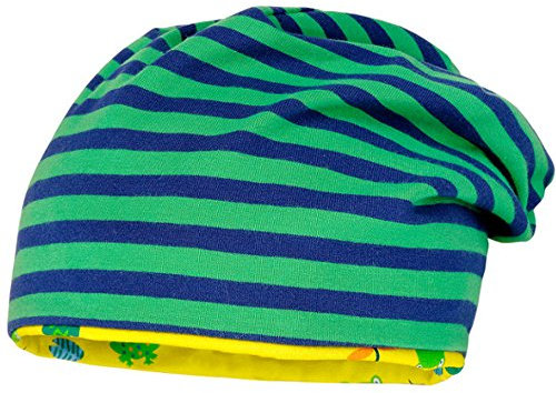 maximo Jungen Mütze grün-Marineblau Ringel Frosch (Innenfutter), Gr. 51,UV-Schutz 50+