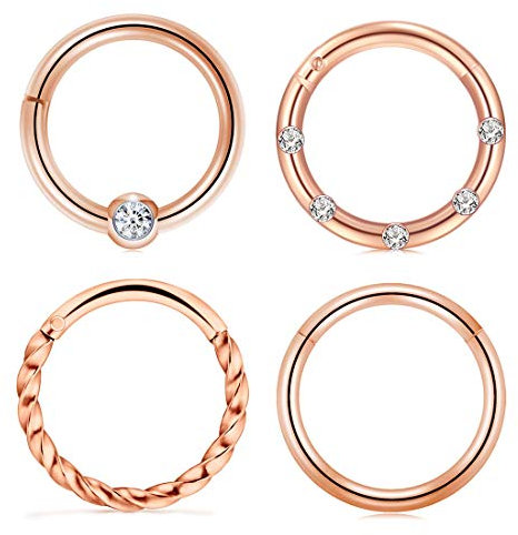 Crdifu 2/3/4 Stk. Nasenring Clicker 8mm Edelstahl Segment Tragus Lippe Helix Nase Piercing Ring