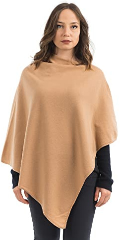 DALLE PIANE CASHMERE Poncho Donna Misto Cashmere Lana - Cammello