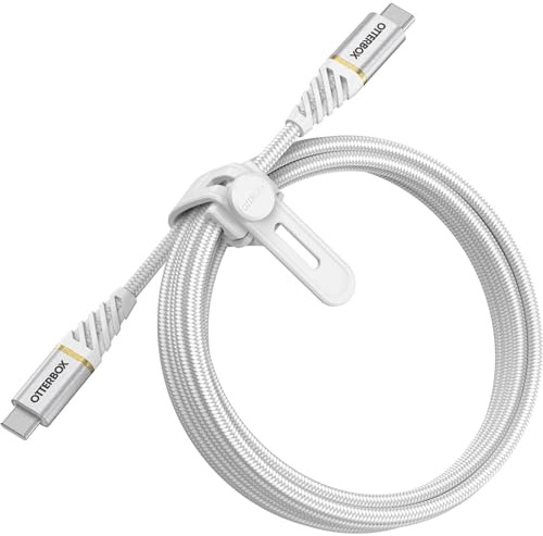 Otterbox Câble Premium Tressé renforcé USB-C vers USB-C, Câble de Charge Rapide pour Smartphone et Tablet, Ultra-Robuste, résiste aux torsions et pliages, 2M, Blanc