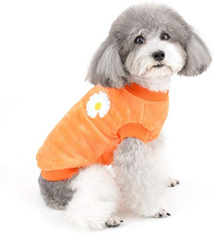Zunea Pull-Overs pour Petit Chien Manteaux d'hiver en Polaire Chaude pour Chiot Chat Vêtement en Velours Doux et Confortable Animal Domestique Vêtements de Noël pour Chihuahua Orange S