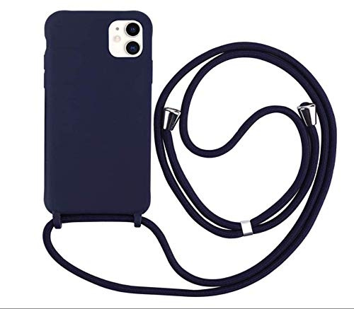 MEVIS Hülle kompatibel mit iPhone 11 Pro, TPU Silikon Handyhülle mit Umhängeband - Marineblau