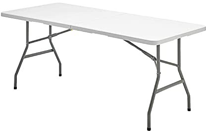 SATURNIA Tavolo pieghevole rettangolare HDPE multifunzione, portatile, resistente, multiuso 180 x 74 x 74 cm, colore bianco, cranberry, extra large