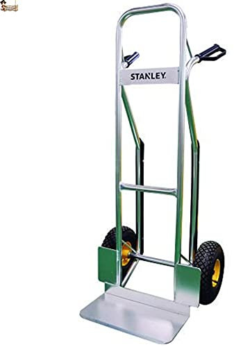 BricoLoco Carretilla de Mano de Carga. hasta 200 kgs. Almacén, mudanza. Fabricada en Aluminio. Ligera y Robusta. con guías y asa supletoria. Mango con protección Nudillos.