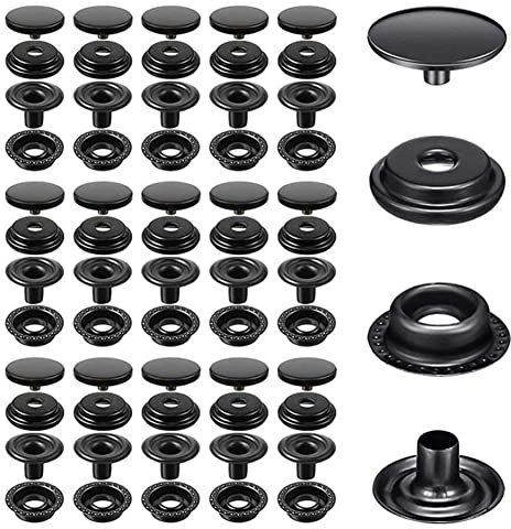 220pcs Snap Fastener Kit, BetterJonny 15mm Heavy Duty Canvas Snap Button Edelstahl Druckknopf Kappe mit 3 Setzwerkzeugen für Bootstasche Leder DIY Craft