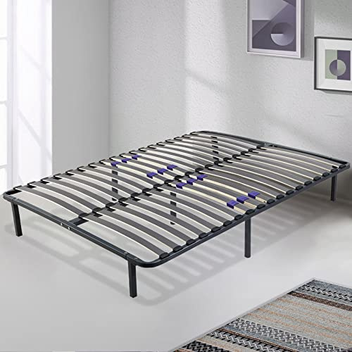 SAMPUR - Essentiel Lattenrost | 160 x 200 cm | Grau | robust und komfortabel | Latten aus Pappelholz | Epoxidlackierter Metallrahmen | Schnelle und einfache Montage