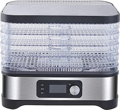 Samnuerly Déshydrateur Alimentaire Séchoir à Fruits Mini déshydrateurs avec 5 Grands Plateaux, Thermostat réglable Séchoir Professionnel pour Fruits, légumes, viandes, Boeuf