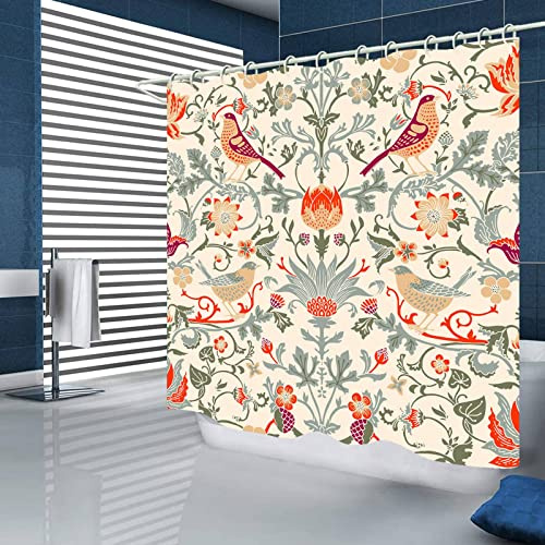 Hykiee Shower Curtain, 180 * 180cm (71x71Inch) Bathroom Curtains Mould and Mildew Resistant, 3D HD Waterproof Washable Polyester Animal White Wet Room Showe r Curtain with 12 Hooks (Bird)