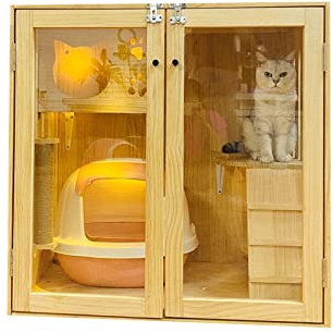 SUNESA Katzenhaus Katzenvilla Katzenvilla Dreistöckiges Katzenhaus Katzenvitrine Katzenkäfig, kann Haustiere innerhalb von 10 Katzen aufnehmen Katzenhütte
