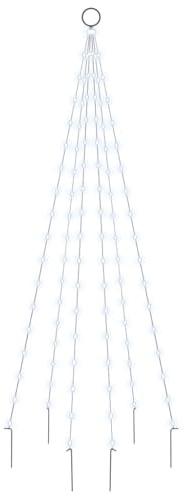 vidaXL LED Weihnachtsbaum für Fahnenmast Tannenbaum Lichterbaum Weihnachtsdeko Beleuchtung Außen Beleuchtet Lichterkette Kaltweiß 108 LEDs 180cm