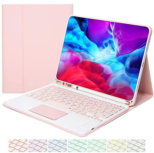 CHAINORA Tastiera Bluetooth Custodia per iPad 10.2 9a Gen 2021/8a Gen 2020/7a Gen 2019, iPad Air 3 2019, iPad Pro 10.5 2017,Tastiera Retroilluminato Bluetooth, Rimovibile,Layout Italiano (Pink)