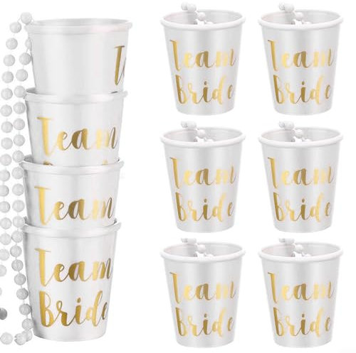 YUANGANG Bridal Shot Glass, Cup with Necklace Bride for TRIBE Cups (Pack of 10) Lightweight Necklaces Shot Cups Necklace Beads for Wedding Party(A)