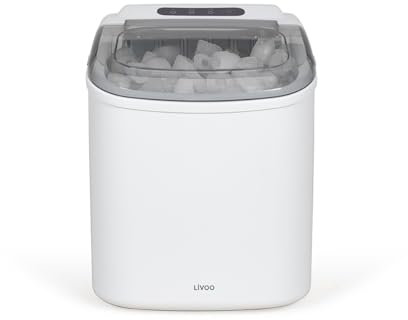 Livoo - Máquina de hielo DOM484 - Capacidad 12kg/día, tamaño mediano, 9 cubos en 6-13 min, depósito 1,2L, capacidad 600g, indicador, autolimpiante