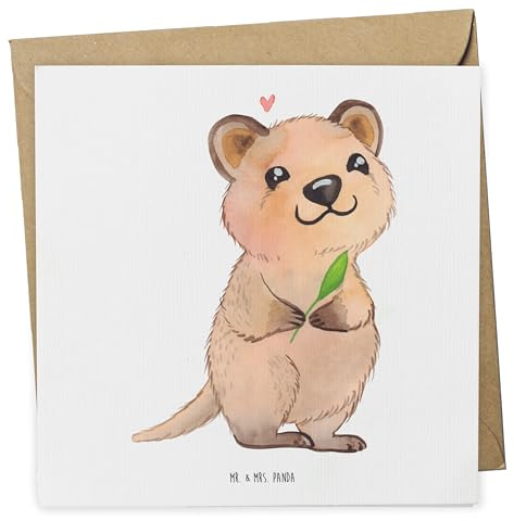 Mr. & Mrs. Panda Grußkarte Quokka Happy - Geschenk, Niedliches Tier, Glückwunschkarte, Aufschieberitis, Verschieben, faltkarte, Lustige Sprüche, doppelkarte, Klappkarte, Lustiger Spruch, anlasskarte
