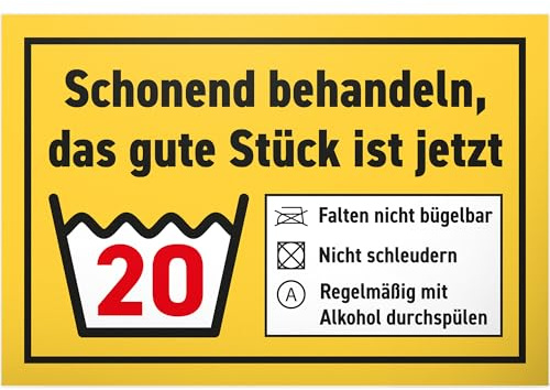 DankeDir! Schonend behandeln - Kunststoff Schild 30 x 20 cm - 20. Geburtstag Männer & Frauen Geburtstagsgeschenk 20er 20 Jahre Geschenk - Geschenkidee Geburtstagskarte Partydeko Geburtstagsdeko