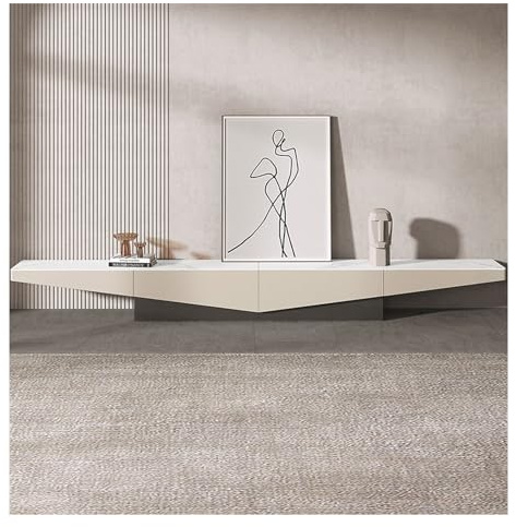 Fernsehschrank Boden-TV-Ständer 78'', modernes TV-Regal unter TV-Schrank, MDF-Material mit Sinterstein-Tischplatte, Entertainment-Center-Medienkonsole mit 2 Schubladen for Wohnzimmer Fernsehständer