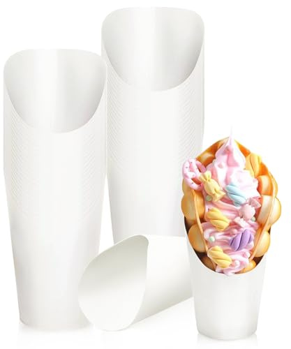50 Pcs Disposable French Fries Holder, 12oz Paper French Fry Cups (White) | Snacks Kraft Paper Cups, Take- Out Party Frozen Dessert Supplies Charcuterie Cups for All Occasions