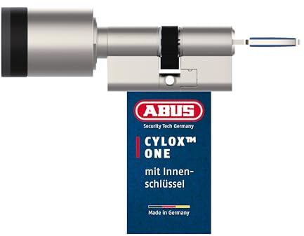 ABUS Cilindro intelligente per porta CYLOX One, apertura senza chiave con smartphone e altri accessori, serratura con protezione antiforatura, apertura tramite pomello esterno, con chiave interna,